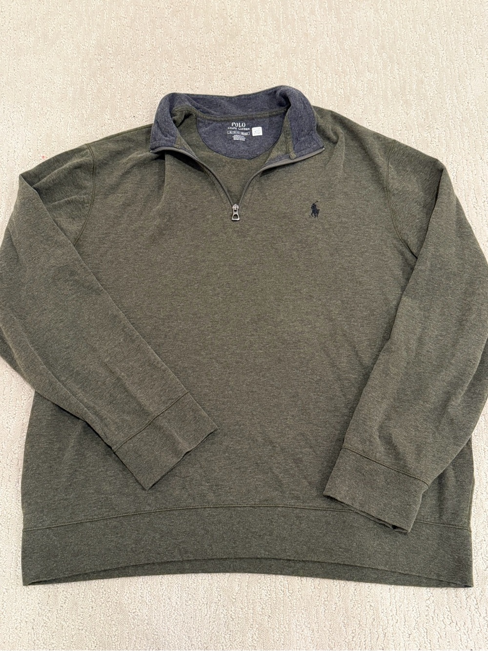 Polo by Ralph Lauren Olive and Heather Gray Half-Zip Pullover